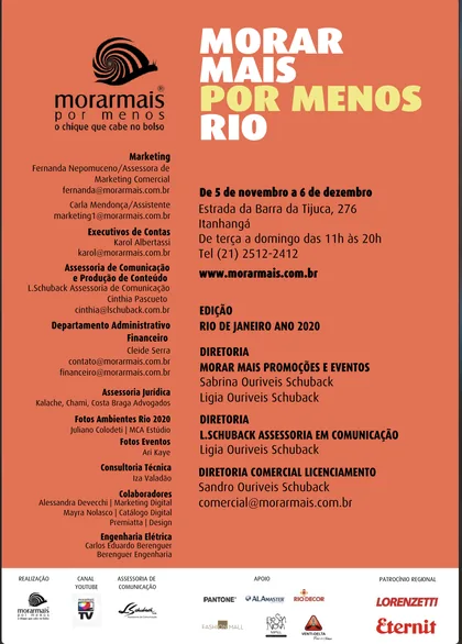 Créditos do catálogo Morar Mais Rio 2020