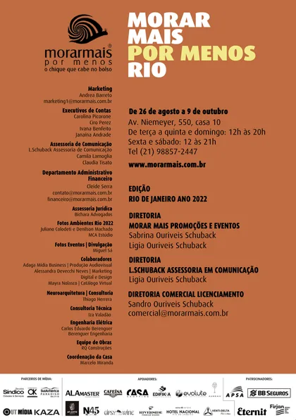Créditos do catálogo Morar Mais Rio 2022