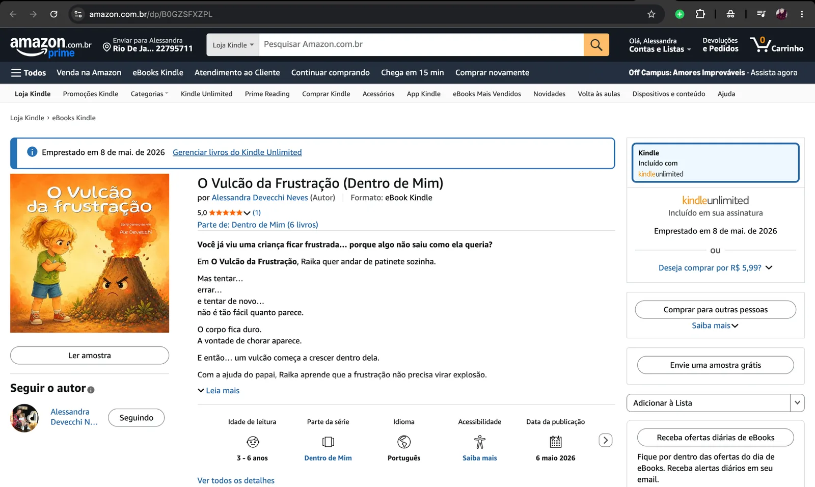 Página de livro autoral de Ale Devecchi na Amazon